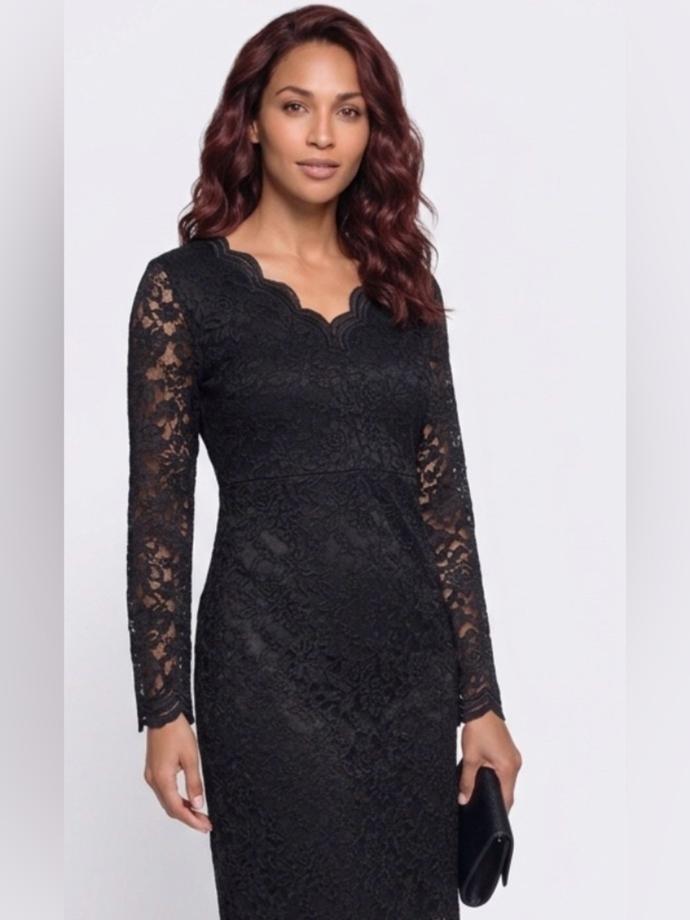 Elegant Black Lace Long-Sleeve Dress